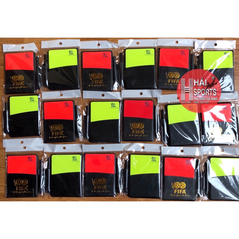 Bộ thẻ đỏ thẻ vàng trọng tài bóng đá kèm bút và sổ -Thẻ trọng tài FIFA bóng đá