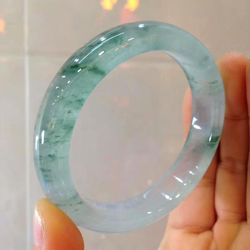 Burmese Vòng Tay Hạt Ngọc Bích Nổi Màu Xanh Lá Cây Mát Mẻ Cho Nữ