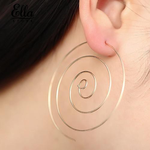 Ellastore lady RomanticGoldplated Earring Round Spiral Shape Earrings