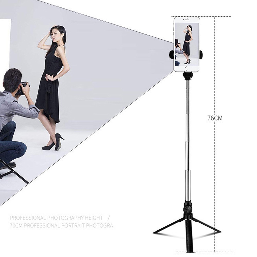 Tripod bluetooth 3 chân đa năng thế hệ mới kiêm gậy chụp hình tự sướng, có hỗ trợ xoay dọc hiện đại