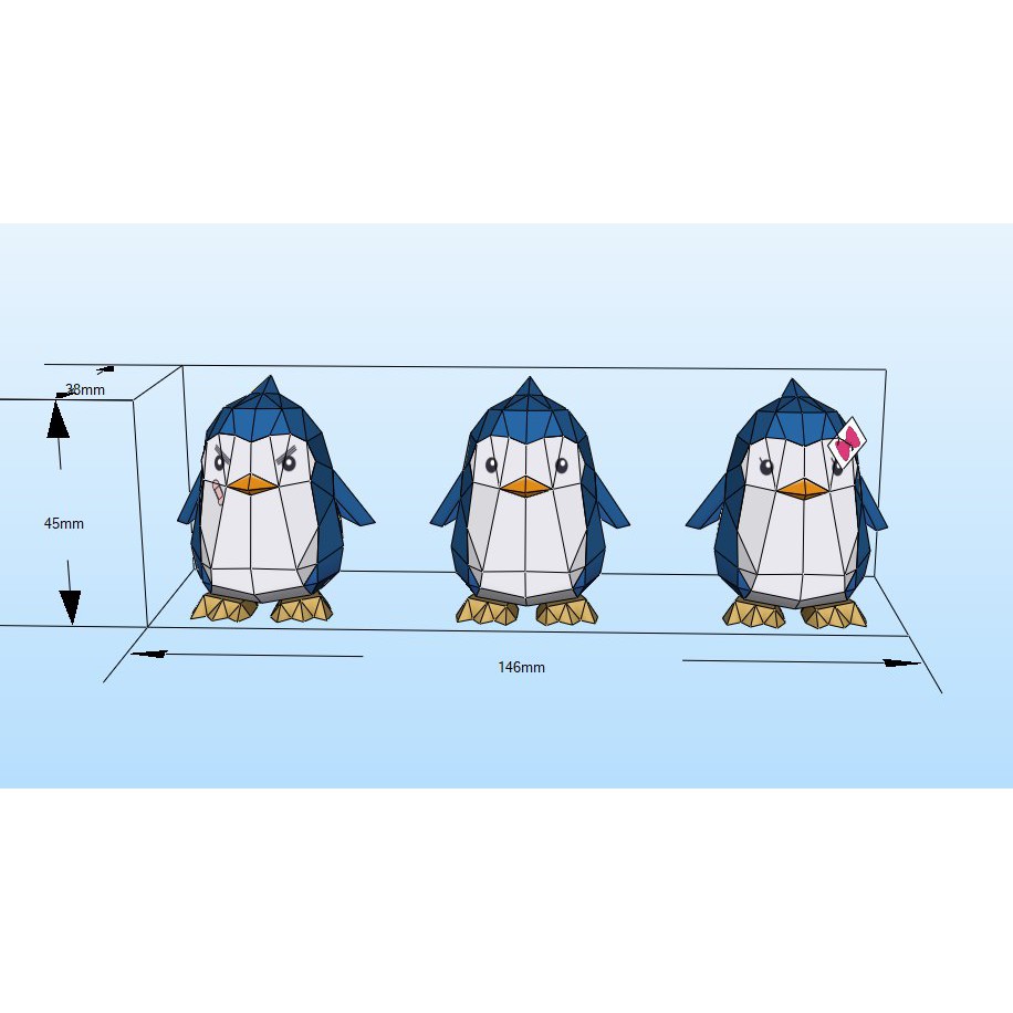 Mô hình giấy Set chim cánh cụt mini