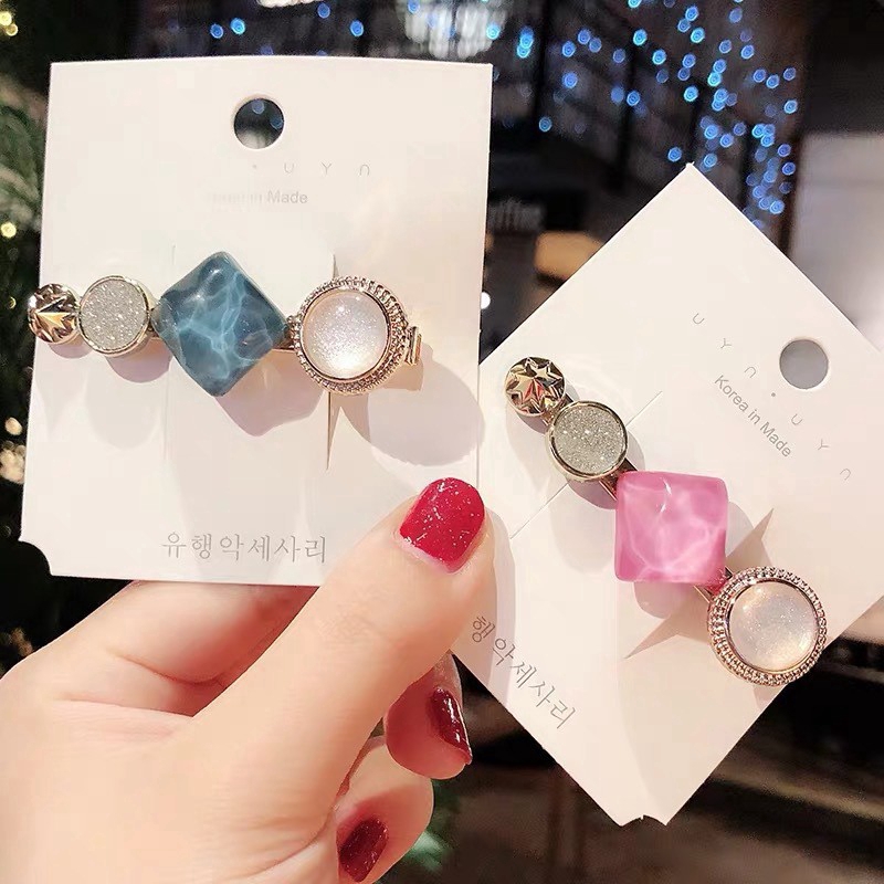 Kẹp tóc kim loại đính đá xinh xắn thời trang dành cho nữ