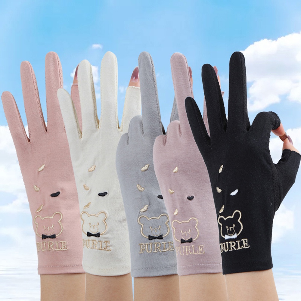 Găng tay xỏ ngón 5 ngón mỏng thoáng khí chống nắng/tia UV nhiều màu lựa chọn thời trang hè cho nữ
