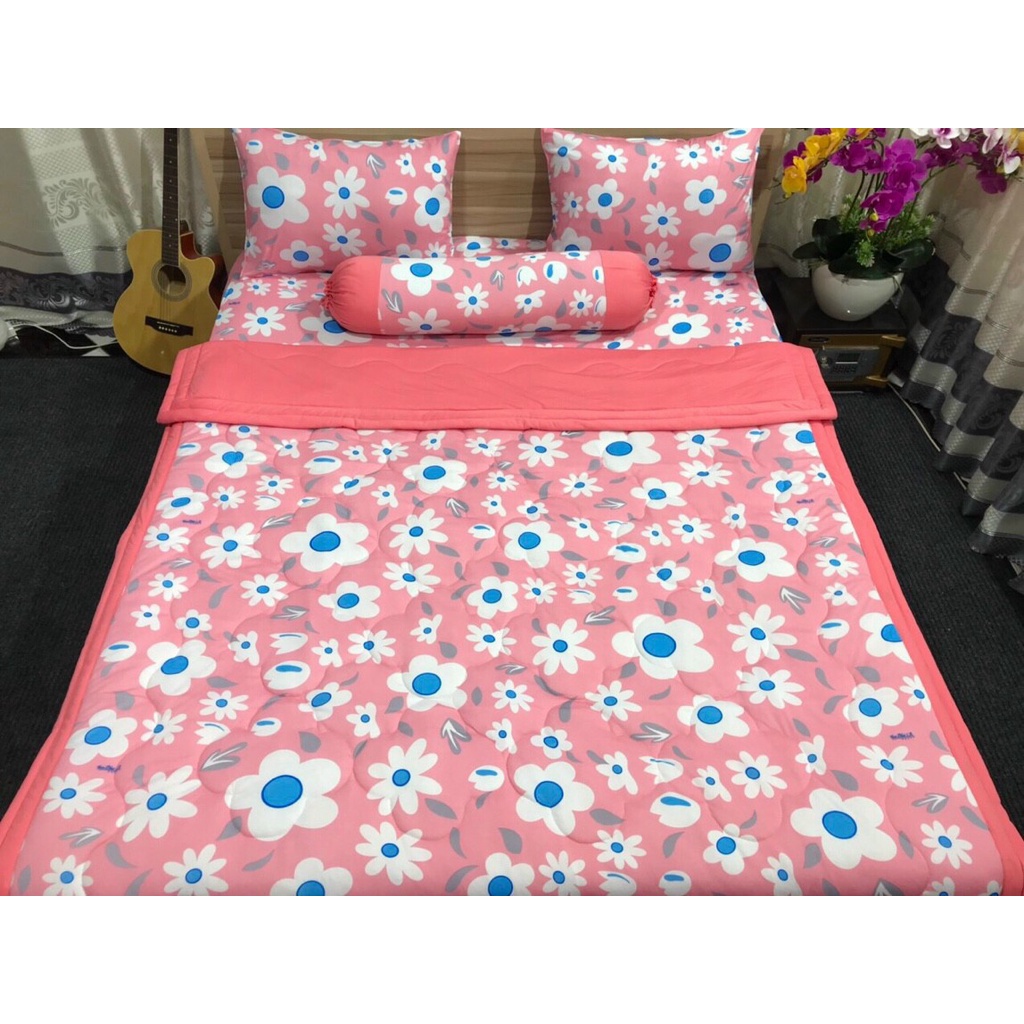 BỘ DRAP THUN HÀN QUỐC HỌA TIẾT HOA VÀ LÁ NHIỀU MÀU- MAY SIZE THEO YÊU CẦU