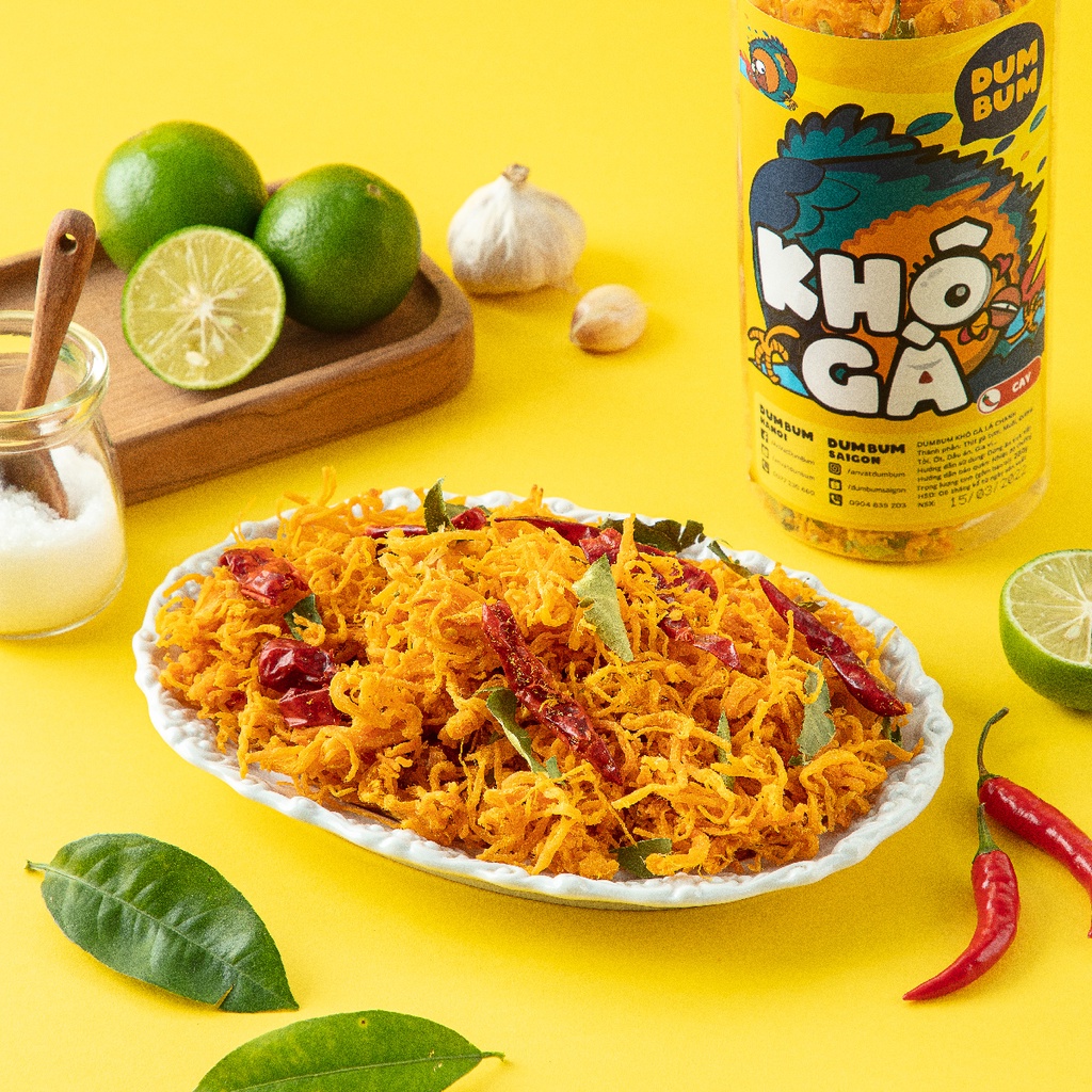 Khô gà lá chanh xé cay 280g DumBum đồ ăn vặt Hà Nội