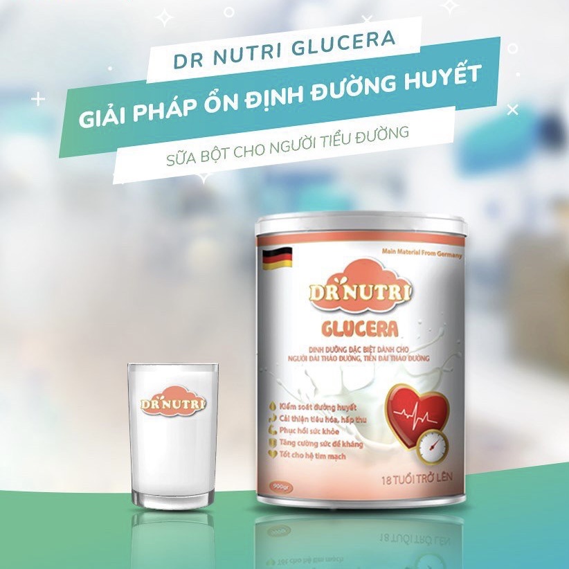 Sữa bột dành cho người bị tiểu đường Dr Nutri Glucera, sữa ổn định đường huyết và tốt cho tim mạch 900g, 400g