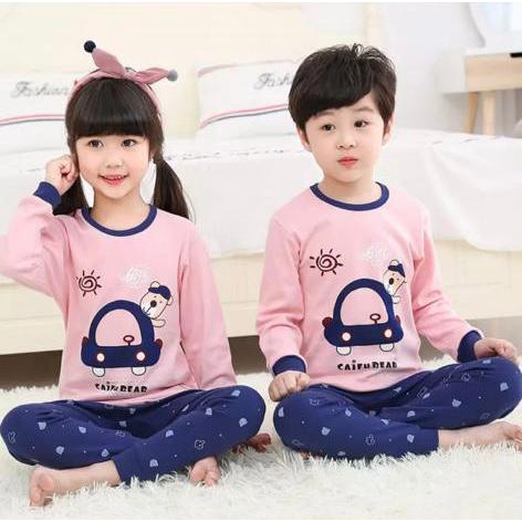 Bộ Đồ Ngủ Tay Dài Chất Liệu Vải Thun Dành Cho Bé Trai/Bé Gái 1-10 Tuổi