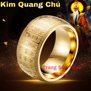 Nhẫn titan kim quang chú bình an