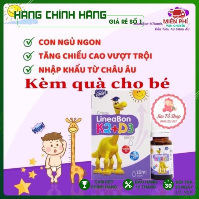 [Hàng Auth 100% ] LineaBon  K2+D3 - Bổ sung vitamin K2 D3 drops Tăng cường hấp thu canxi tối đa (Lọ 10ml)
