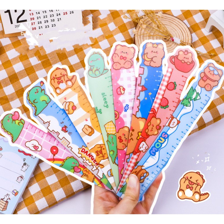 Thước kẻ cute 15cm bằng nhựa dẻo, in hình thú cưng siêu dễ thương giá rẻ