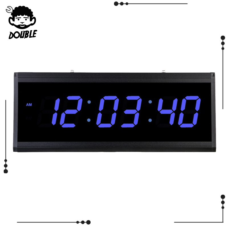 [DOUBLE]Digital Wall Clock LED Screen Time Watch Night Mode 24H Display EU