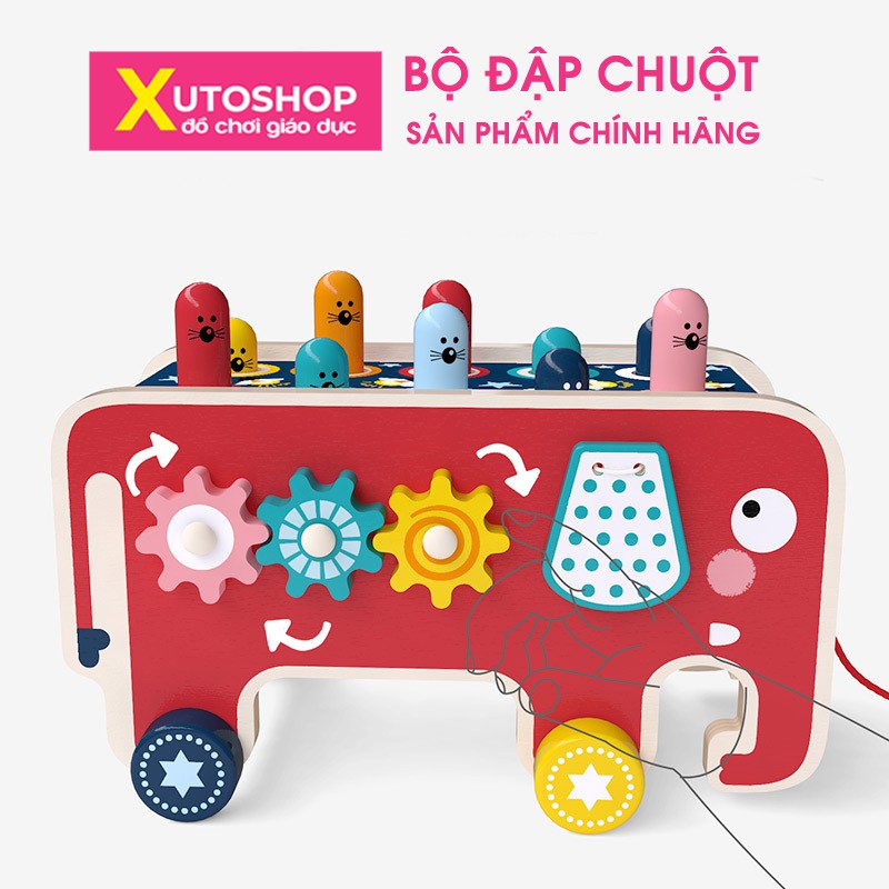 Đồ chơi đập chuột kèm đàn Xutoshop ô tô bằng gỗ hình con voi