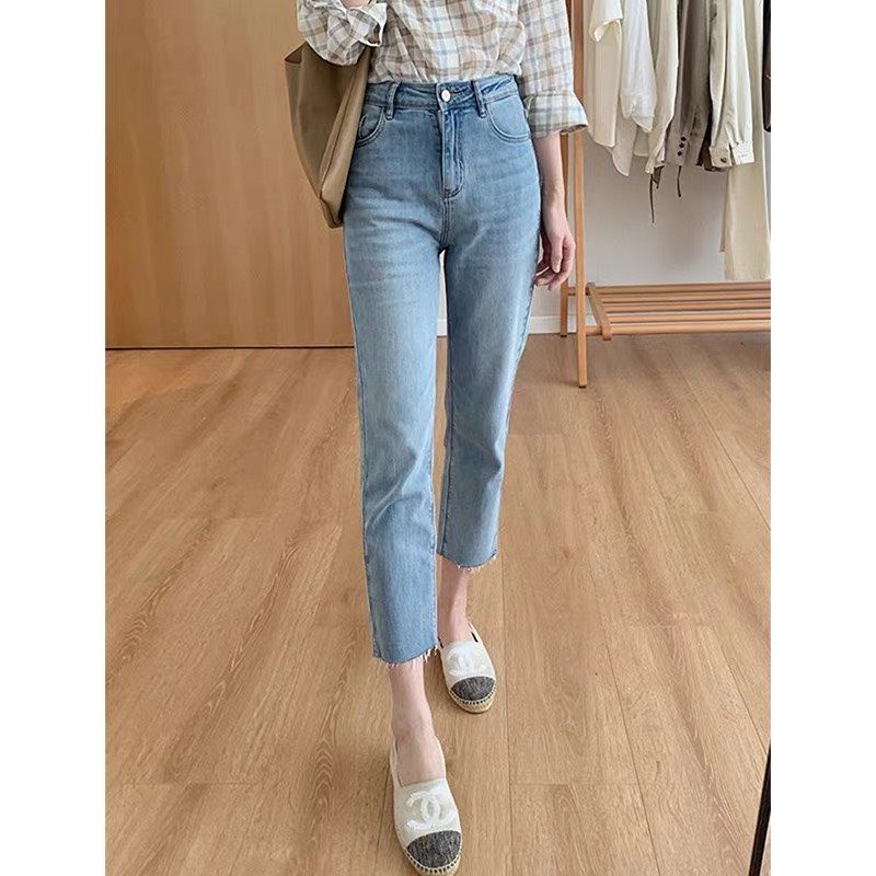 Quần Jeans nữ thêu chữ NY, vải dày dặn đanh lì, sờ mịn tay, dáng lỡ xước gấu 2 màu