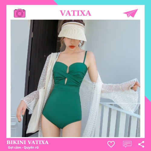 đồ đi biển bikini nữ 2 mảnh mút dày nâng ngực VATIXA BKN-33 XANH LÁ