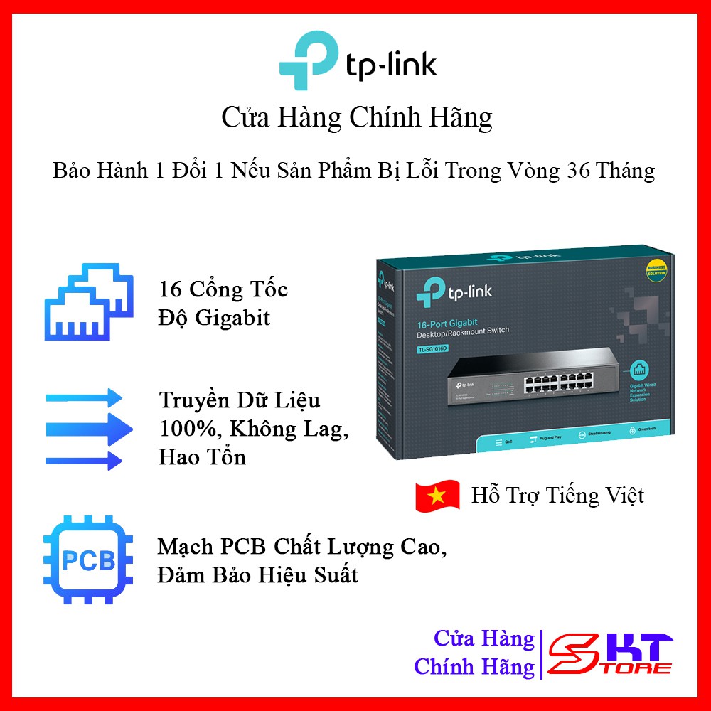 Bộ Chia Mạng Switch 16 Cổng RJ45 Tp-Link TL-SG1016D Tốc Độ 10/100/1000Mbps - Hàng Chính Hãng