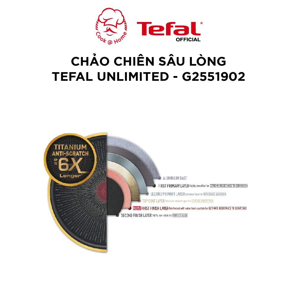 Chảo chiên sâu lòng Tefal Unlimited size 28cm - G2551902