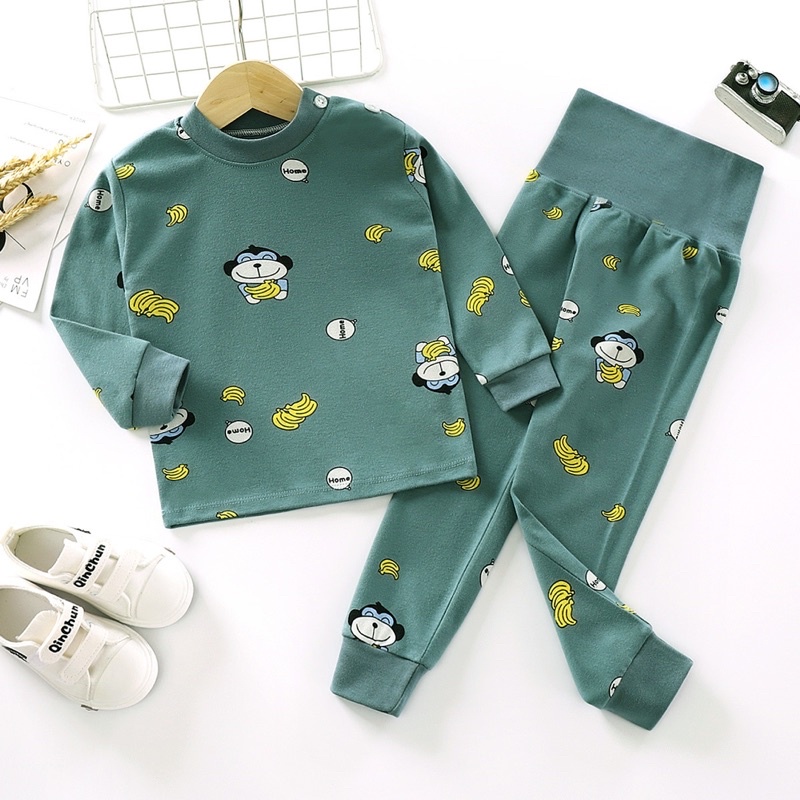 Bộ dài tay cạp cao cho bé trai bé gái từ 8-18kg, chất cotton hàng Quảng Châu loại đẹp