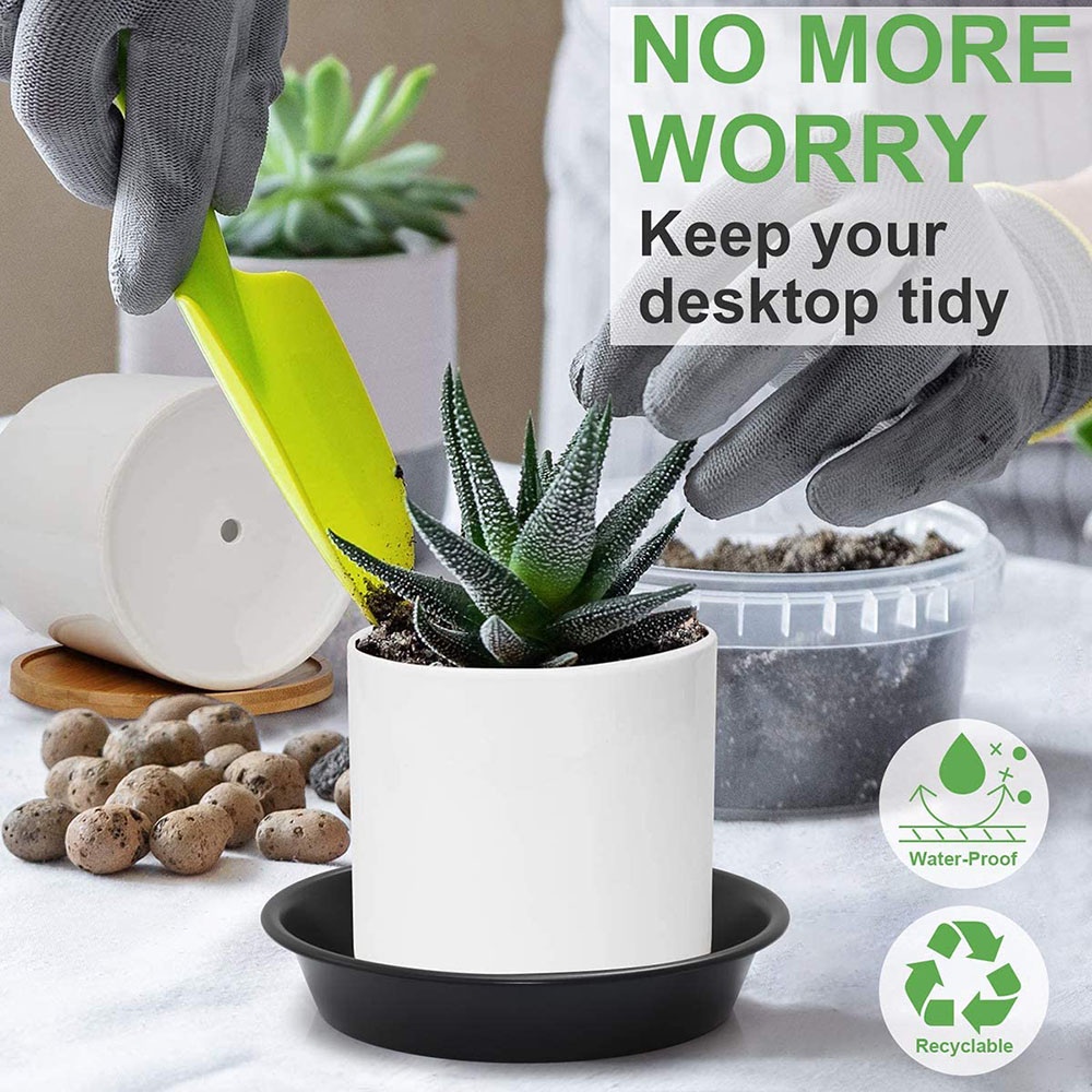 Set 3 khay nhựa hình tròn nhiều màu sắc dùng trồng cây trong nhà ngoài trời