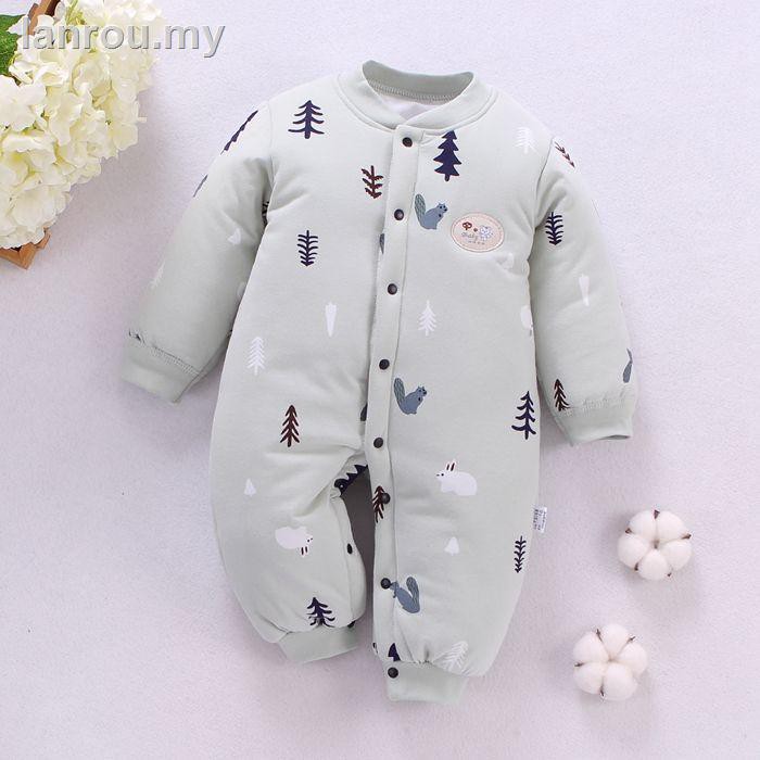 Bộ Đồ Ngủ Vải Cotton Mỏng Giữ Ấm Mùa Thu Đông Cho Bé Sơ Sinh 0-3 Tháng Tuổi