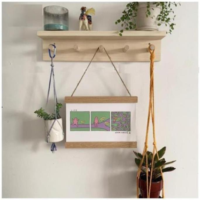 Móc Gỗ Gắn Tường Gỗ Thông - Decor Siêu Xinh, Chịu Lực Cao - Kệ Treo Tường Kèm Móc Trang Trí - BH 12 Tháng Hana Shop
