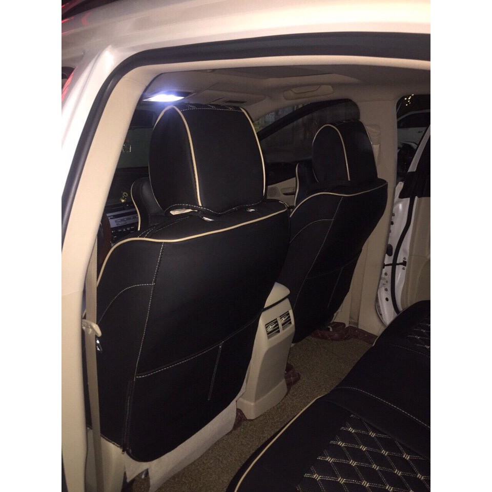 Bộ áo ghế Ô Tô Da Quả Trám LG107 Đen Chỉ Trắng