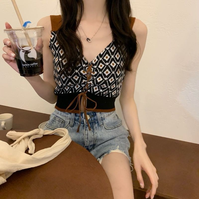 Áo Hai Dây Dệt Kim Cột Dây Thời Trang Mùa Hè Cho Nữ 2021 | BigBuy360 - bigbuy360.vn