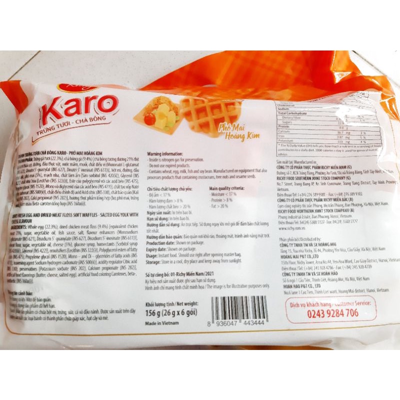 Bánh Karo sợi gà vị phô mai trứng muối