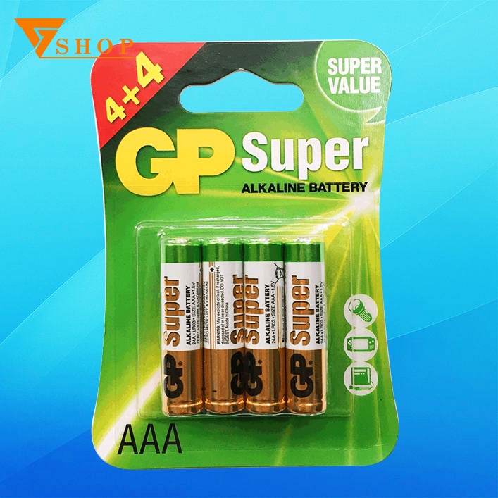 Pin GP Alkaline Super AAA vỉ 2 viên, 4 viên, 6 viên, 8 viên hàng chính hãng