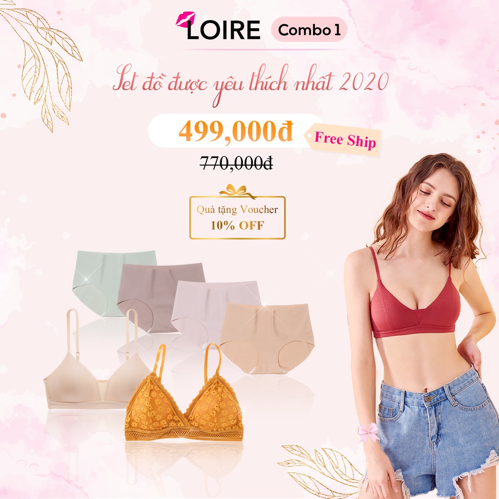 COMBO 2 Áo Lót Không Gọng và 4 Quần Lót LOIRECHIC CB1 Kèm 2 Ưu đãi hấp dẫn