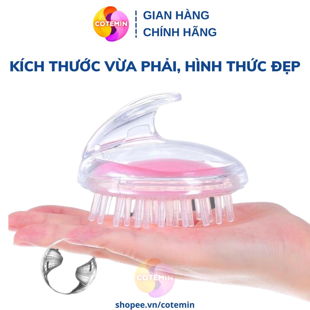 Lược gội đầu bằng silicon massage da đầu giảm rụng kích thích mọc tóc COTEMIN