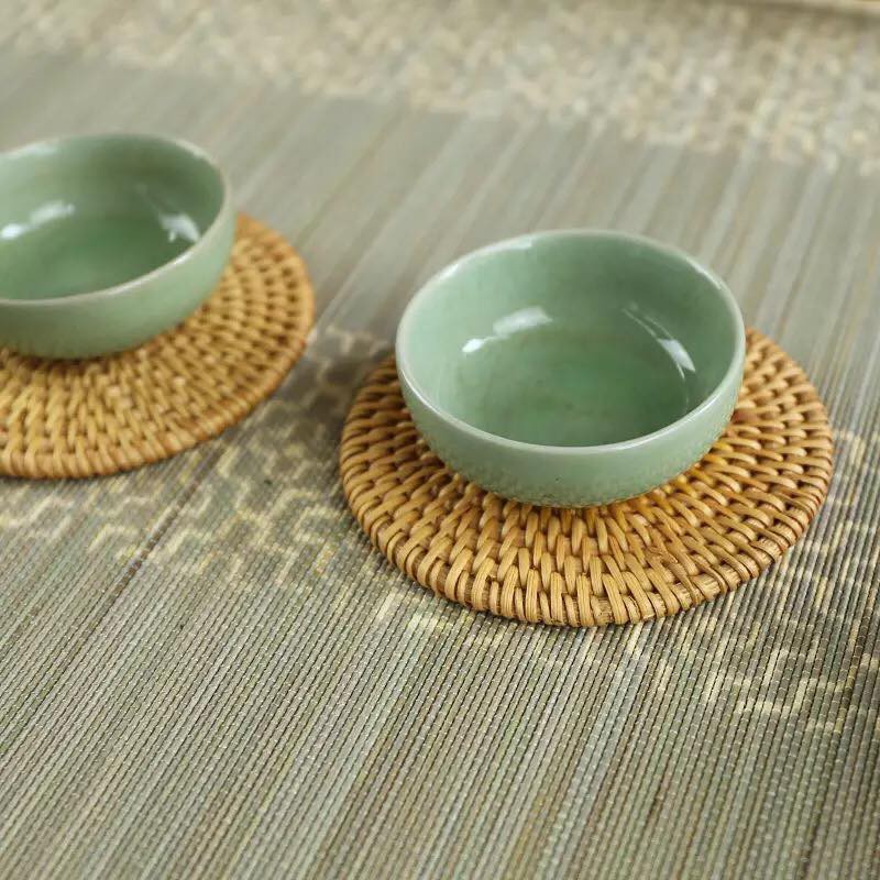 Bộ Lót Ly, Lót Cốc Chén VỪNG DECOR Bộ Này Có Hộp Đựng, Chất Liệu Mây Tự Nhiên- Hàng VNXK