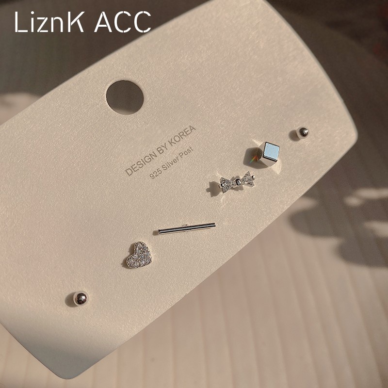 Bộ Khuyên Tai Mini Mạ Bạc Kiểu Dáng Đơn Giản Và Tinh Tế