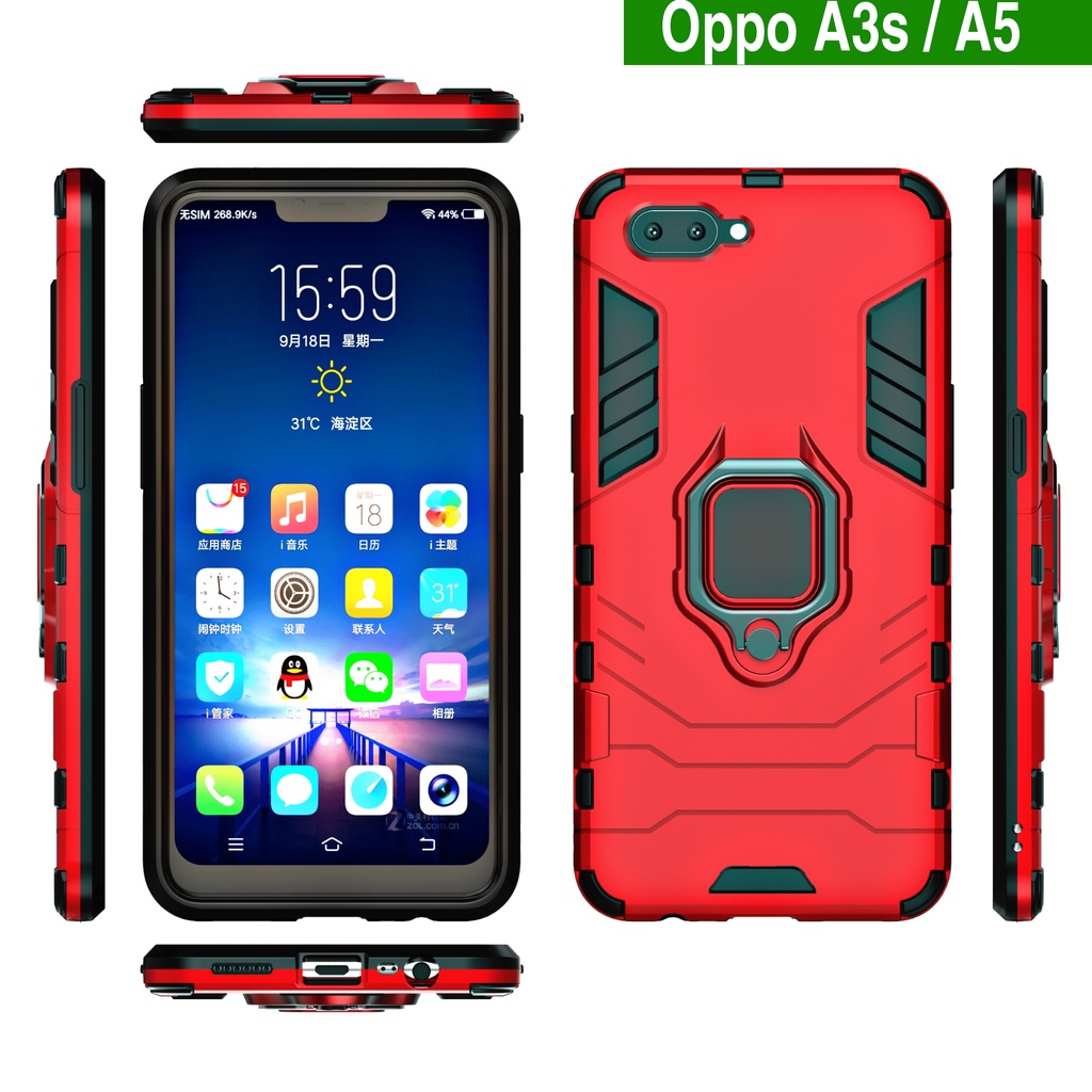 Ốp lưng Oppo A3s / Oppo A5 Chống sốc Iron Man Iring cao cấp giá đỡ xem phim cao cấp