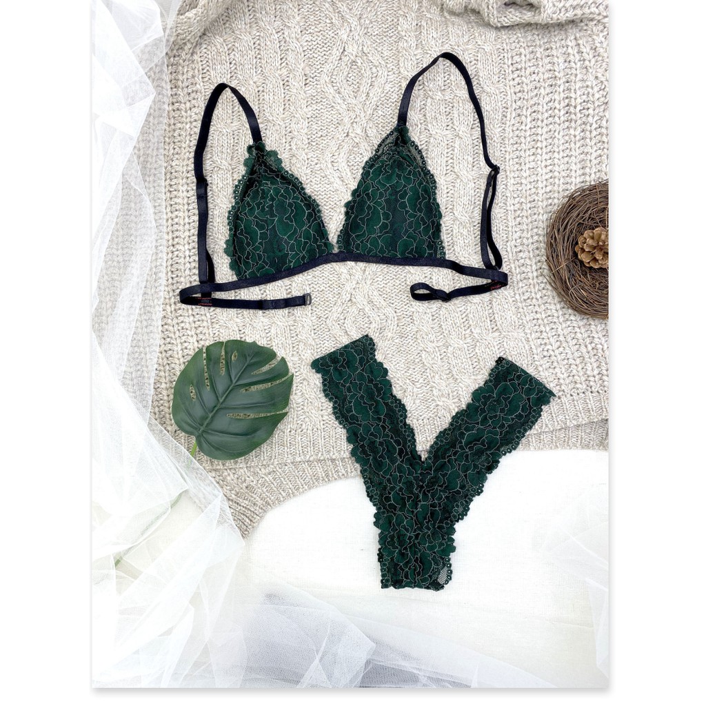 [SALE] Bộ đồ lót nữ sexy gợi cảm xanh lá có mút mỏng, vải ren cao cấp thoáng mát (hình thật 100%) | BigBuy360 - bigbuy360.vn