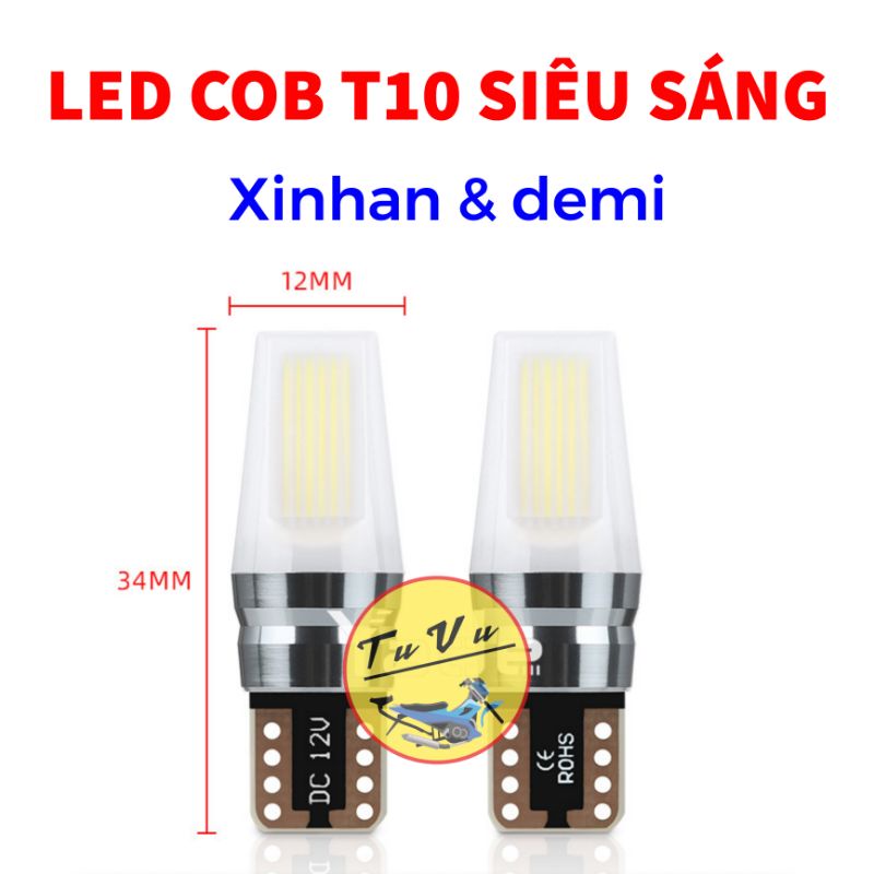 Đèn LED Cob Cao Cấp T10 Siêu Sáng dùng làm xinhan, demi xe máy xe oto