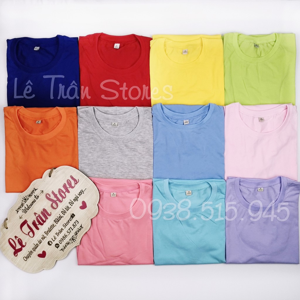 Áo thun trơn cổ tròn màu hồng phấn pastel size S, M, L, XL, 2XL, 3XL bigsize Áo thun gia đình