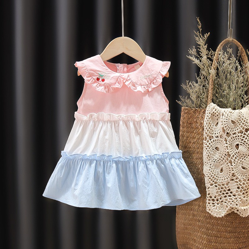 Váy bé gái dáng xòe cộc tay nhiều màu cotton mềm mát VX04 - BÉ NHÀ THỊ