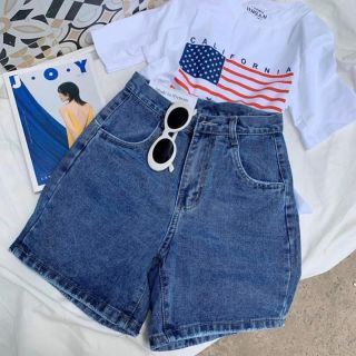 Quần short jean trơn