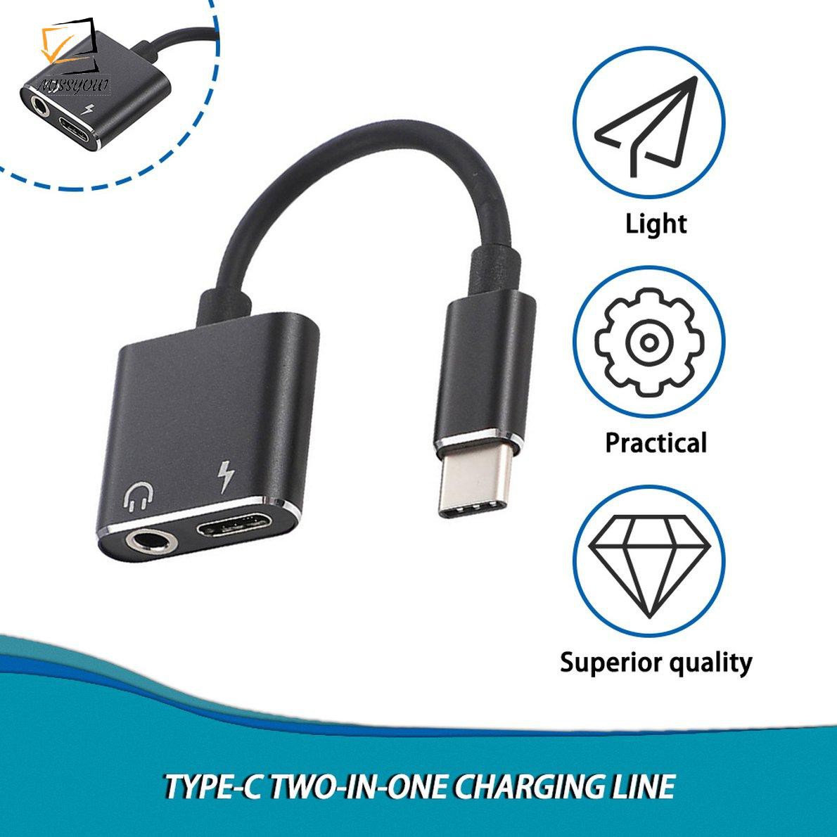 Cáp Chuyển Đổi Usb C Sang Jack 3.5 Type C 2 Trong 1 Đầu Cắm 3.5mm