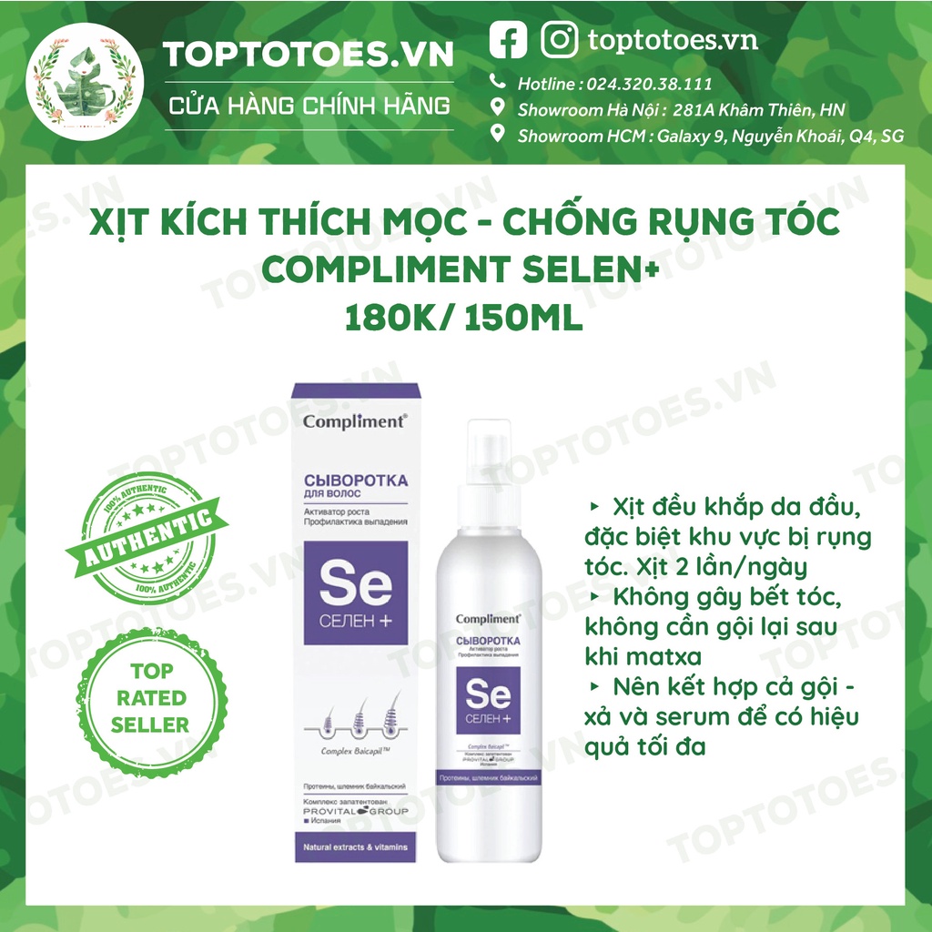 Xịt tóc và Serum tóc Compliment Selen ngừa và giảm rụng, kích thích mọc tóc