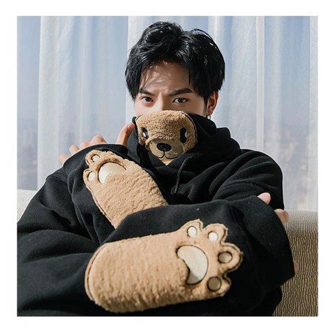 Áo Hoodie nỉ dài tay có mũ DUKERO Unisex nam nữ Oversize form rộng Gấu cổ cao