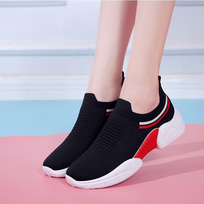 GIÀY LƯỜI NỮ,GIAỲ MỌI NỮ ĐẾ ĐỘN , SLIP ON CAO CẤP 2 màu (đen - hồng) GN366