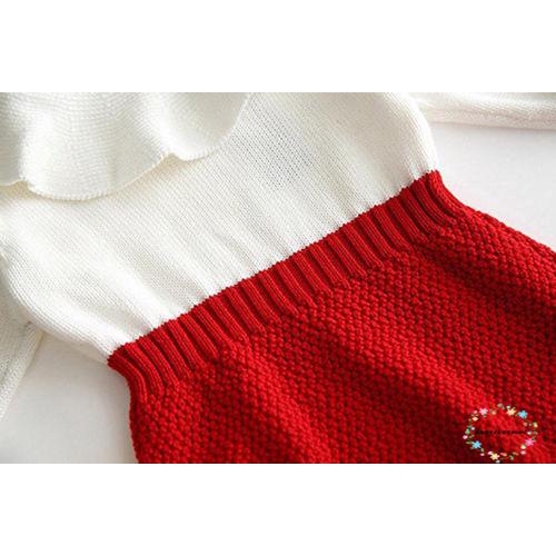 ღWSVღNewborn Baby Kids Girls Romper Wool Knitted Ruffle Long Sleeve Jumpsuit Babysuit