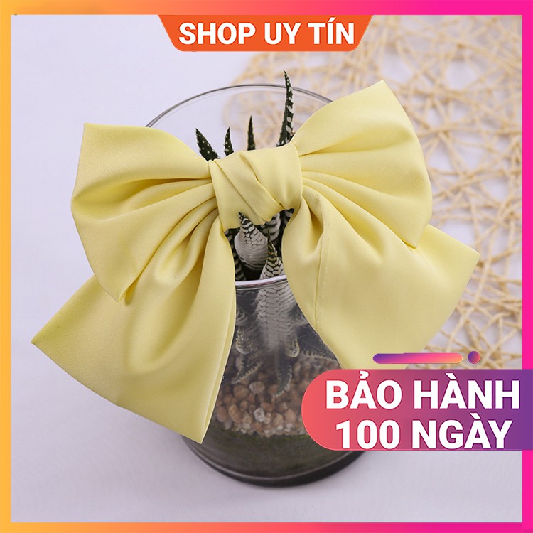 [NowShip - Giao Ngay] Kẹp Tóc Đính Nơ Lụa Cao Cấp - Cặp Tóc Nữ Đẹp Màu Vàng