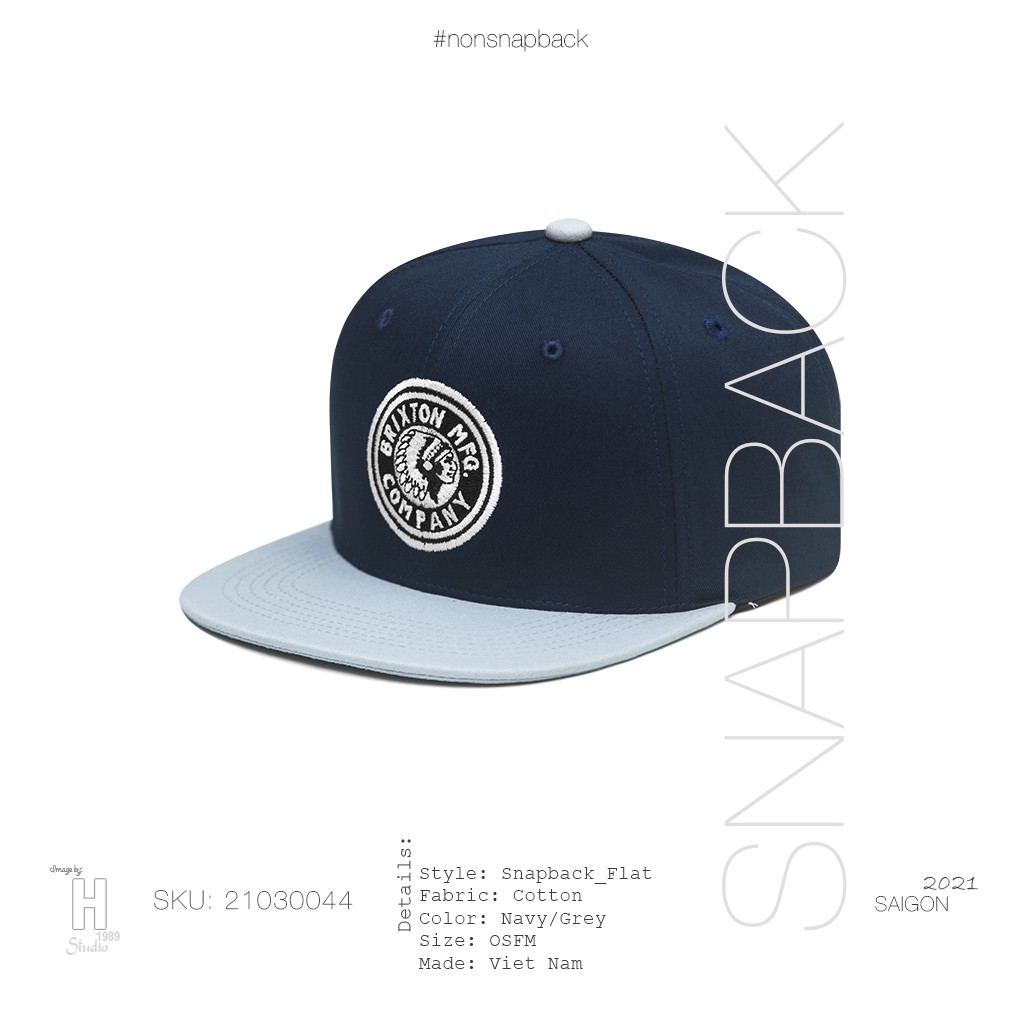 Mũ snapback thời trang nam màu xanh vành da cao cấp logo Brixton hàng chất lượng