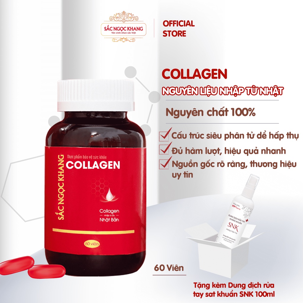 Collagen Sắc Ngọc Khang thế hệ mới 100% từ Nhật Bản [Hộp 60 viên]
