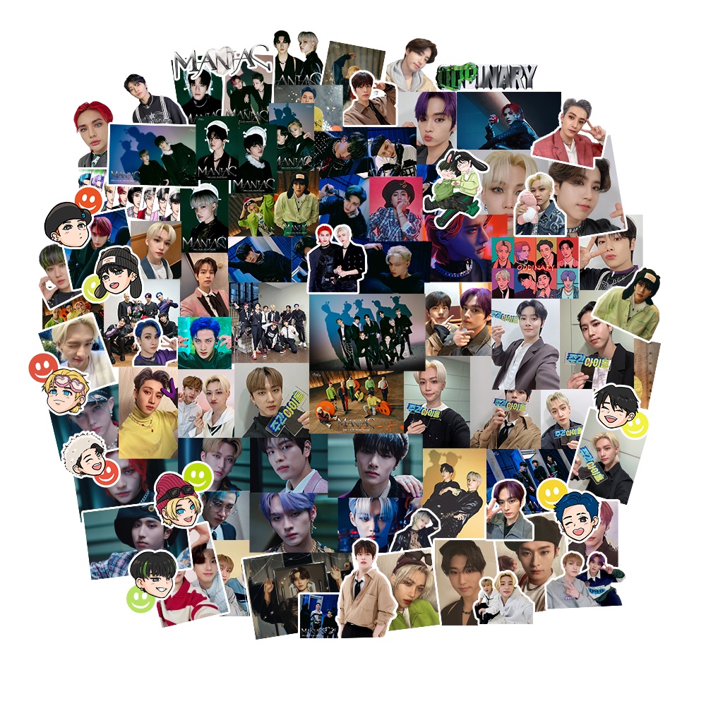 Set 100 Miếng Dán Trang Trí In Hình Nhóm Nhạc Stray Kids Dễ Thương