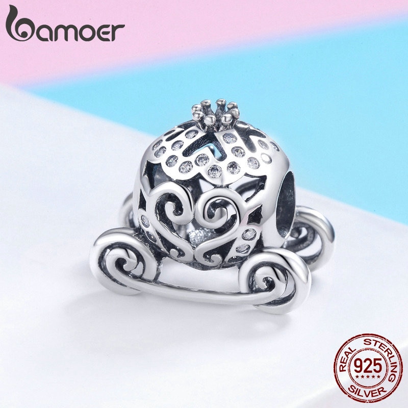 Hạt xâu trang sức Bamoer SCC792 hình trái bí ngô xinh xắn bạc 925