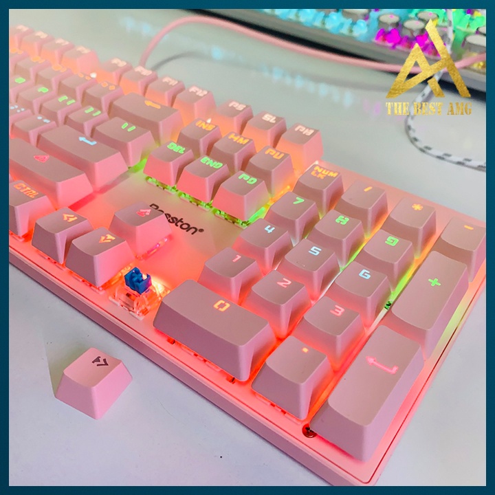 Combo 2 Sản Phẩm Bàn Phím Máy Tính Và Chuột Gaming Có Dây Bosston EK9350 Màu Hồng Dễ Thương