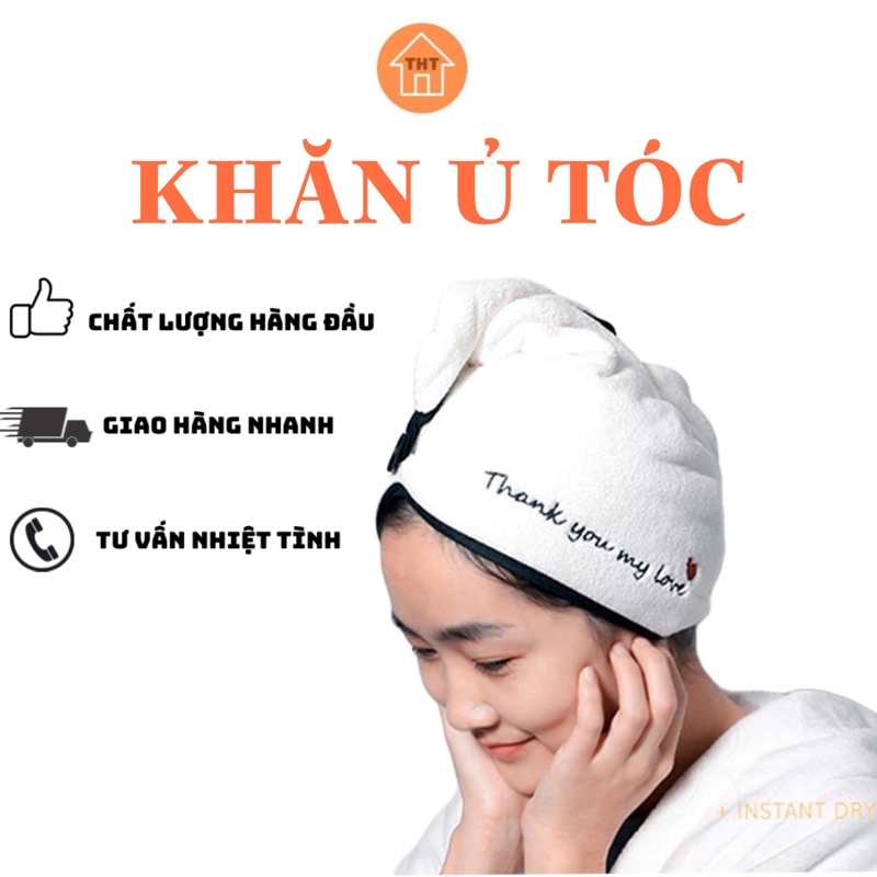 Khăn Quấn Đầu, Khăn Trùm Đầu, Khăn Ủ Tóc Làm Khô Tóc Siêu Thấm Hút Tiện Lợi